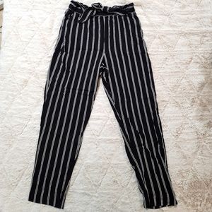 H&M Paperbag Pants, Black w/White stripe, Girl's US 10-11Y